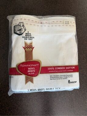 Vintage NOS Penneys Towncraft Men’s Briefs Size 36 White 3-Pack Deadstock Cotton